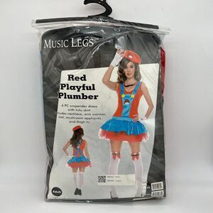New Music Legs Red Playful Plumber Costume - Size S/M